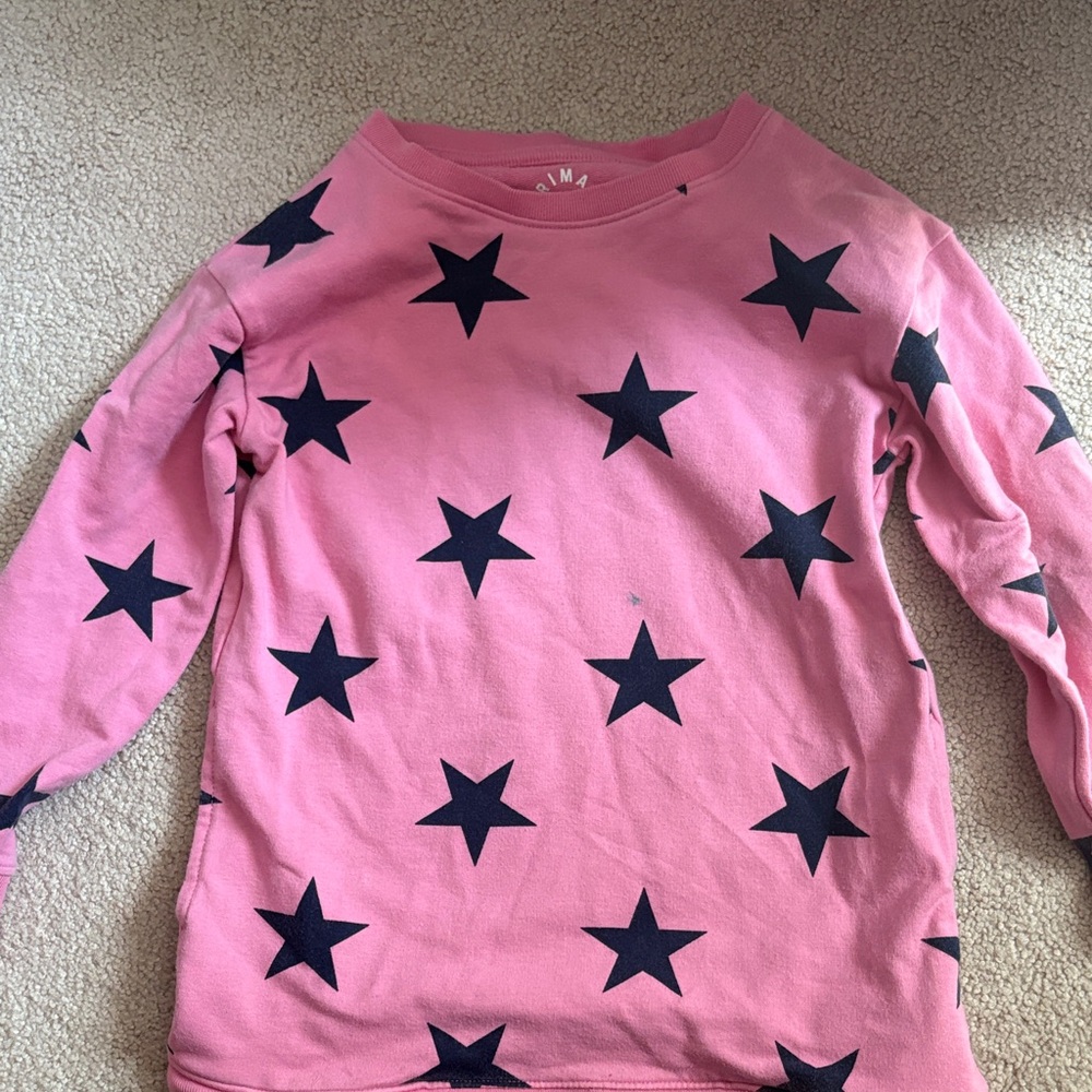 Primary Pink Sweatshirt with Black Stars